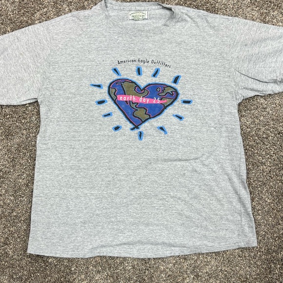 Vintage American eagle outfitters shirt mens large gray short sleeve earth day - Picture 3 of 15